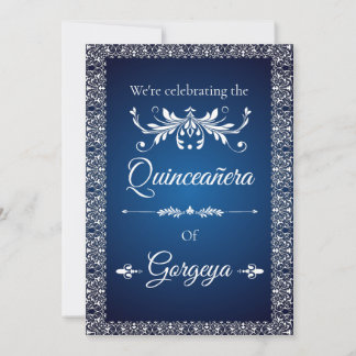 Carte d'invitation Quinceañera (navy)