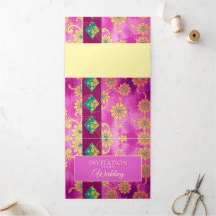 Carte d'invitation Rose Turquoise Floral ORIENTAL