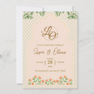 Carte d'invitation royale de mariage à l'aquarelle