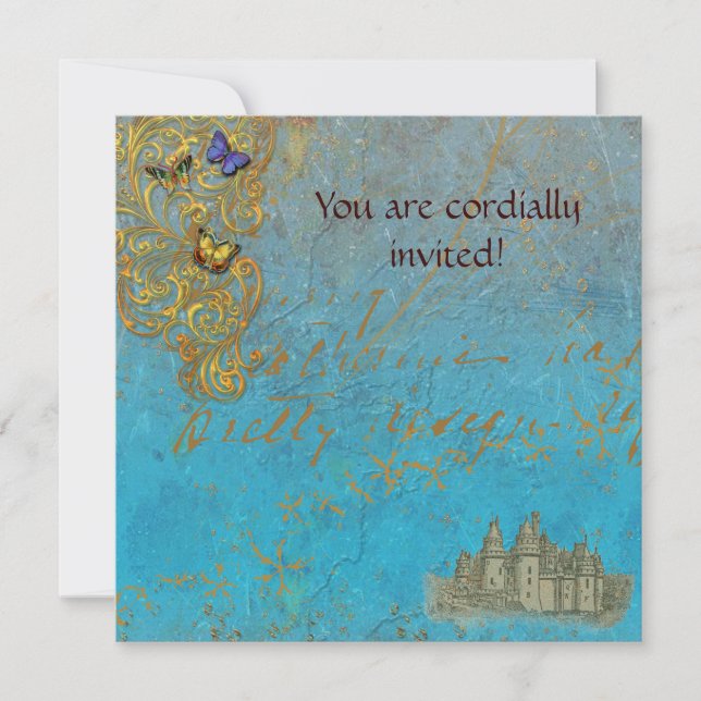 Carte d'invitation royale du château médiéval (Devant)