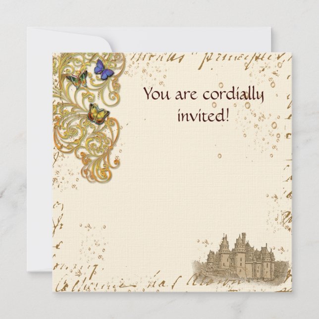 Carte d'invitation royale du château médiéval (Devant)
