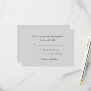 Carte d'invitation RSVP élégante grise pour soirée