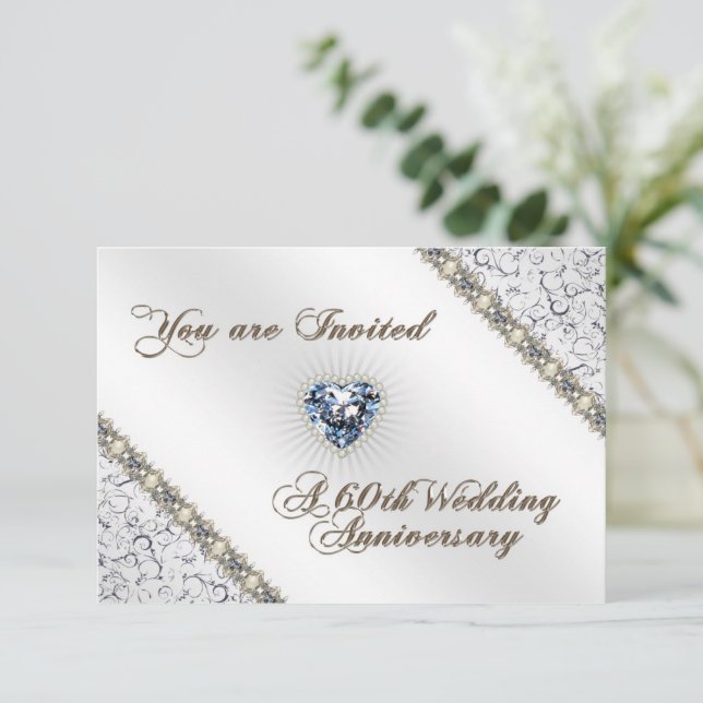 Carte d'invitation RSVP pour les 60 ans de mariage (Debout devant)