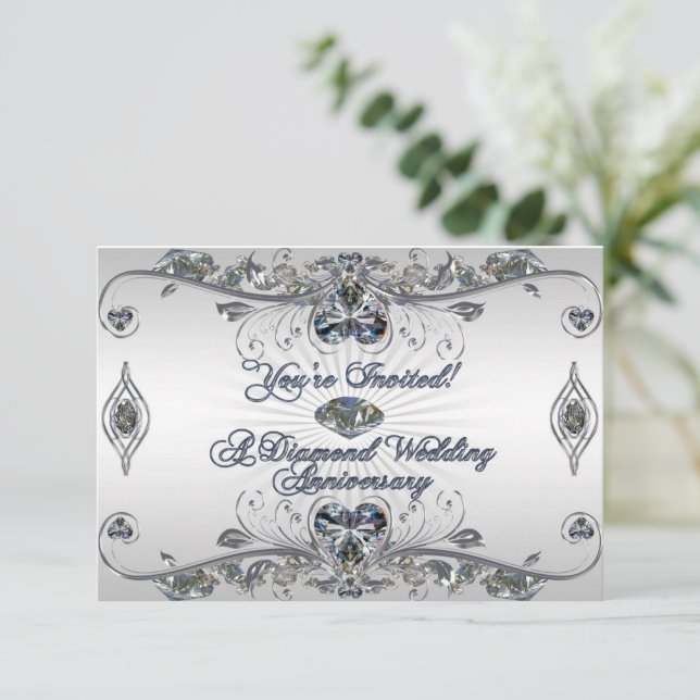 Carte d'invitation RSVP pour les 60 ans de mariage (Debout devant)