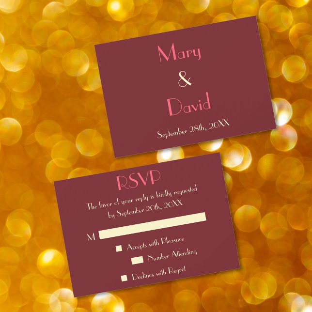 Carte d'invitation RSVP pour mariage élégant et mo (Custom Modern Elegant Wedding RSVP Invitation Card)