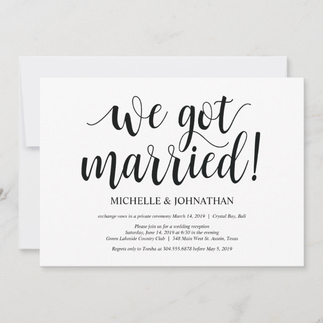 Carte d'invitation Rustic Elopement (Devant)