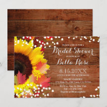 Carte d'invitation Rustique Sunflower Bridal