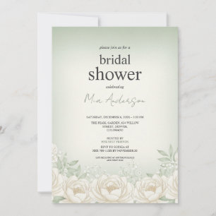 Carte d'invitation Sage Green Peony