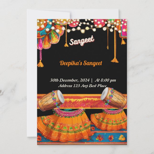 Carte d'invitation Sangeet  (Devant)