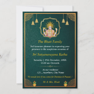 Carte d'invitation Satyanarayan Swamy Katha