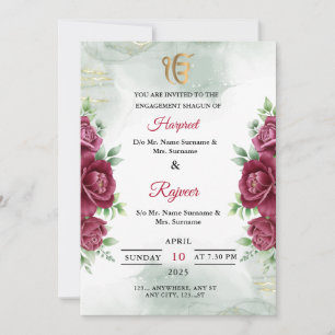Carte d'invitation Shagun pour fiançailles Sikh, C