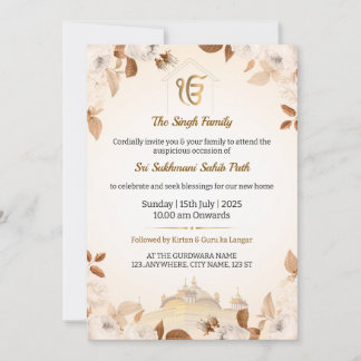 Carte d'invitation Sikh Houseéchauffement, chemin