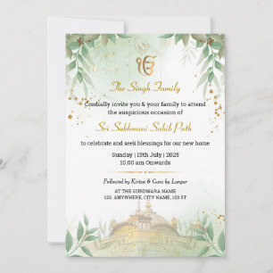 Carte d'invitation Sikh Houseéchauffement, chemin 