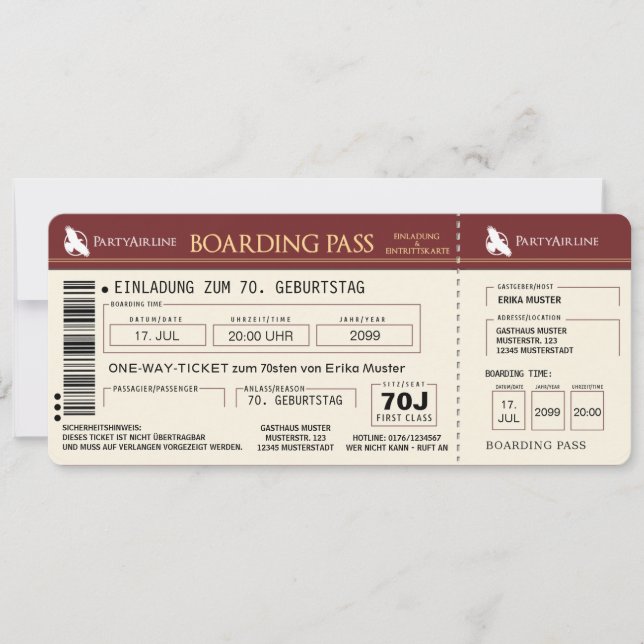carte d'invitation spéciale pour les 70 ans (Devant)
