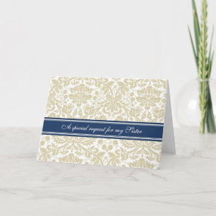 Carte d'invitation Tan Damask Soeur Bridesmaid