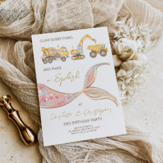 Carte d'invitation thème joint Mermaid Constructio