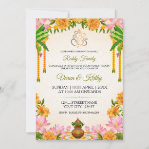 Carte d'invitation Traditionnelle Marigold Kalyana