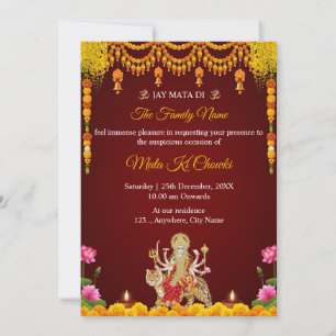 Carte d'invitation traditionnelle Mata Ki Chowki