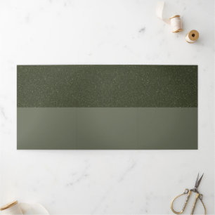 Carte d'invitation triple pli moderne vert mousse