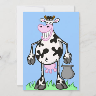 carte d'invitation "vache drôle"