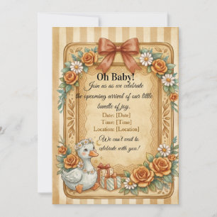 Carte d'invitation vintage florale pour la naissan