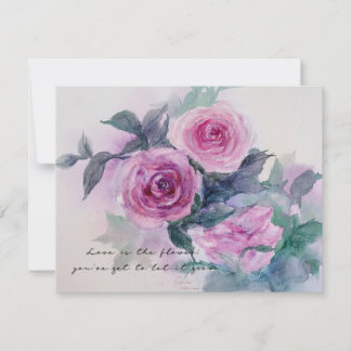 Carte d'invitation vintage Rose Fleurs d'aquarelle