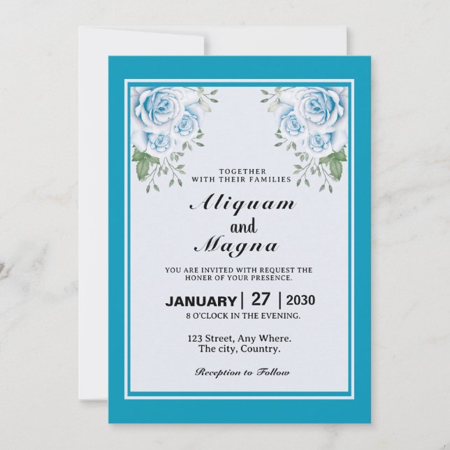 Carte d'invitations à un mariage floral (Devant)