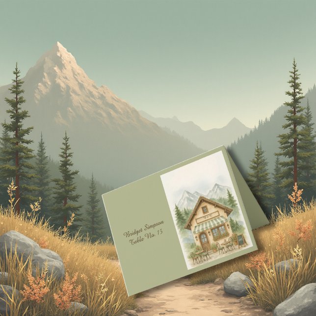 Carte d'invité de mariage Mountain Monogram (Créateur téléchargé)