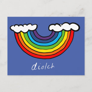 Carte Diolch (Merci en gallois) - Design arc-en-ci