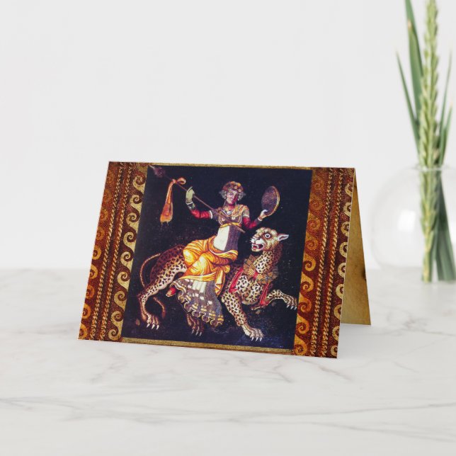 Carte DIONYSOS AVEC LA SPEAR ÉQUITATION LEOPARD Grecque  (Devant)