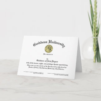 Carte Diploma Customizable de l'université de Goddess