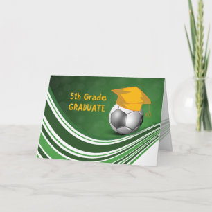Carte Diplôme de 5e année, balle de football et Casquett