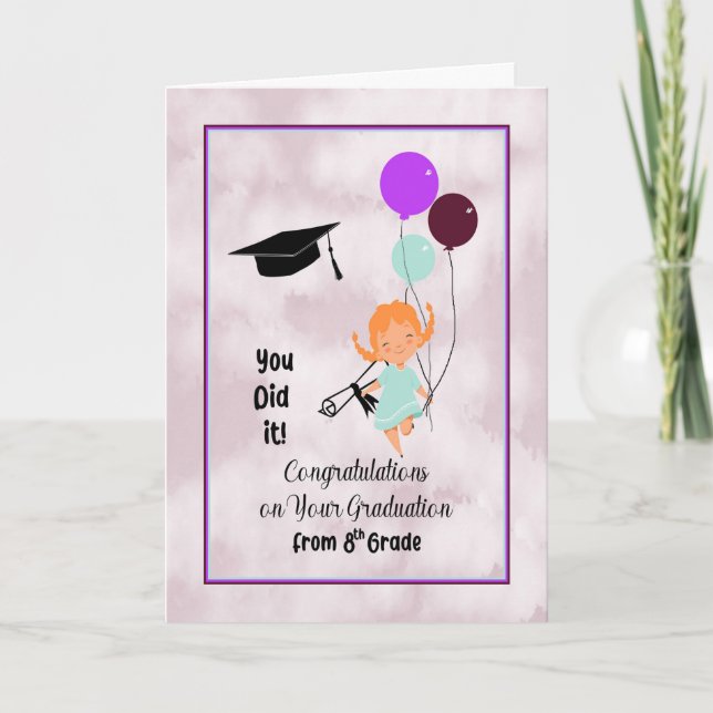 Carte Diplôme de 8e année pour les filles (Devant)