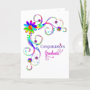 Carte Diplômé de congratulation, colors floral-vivid