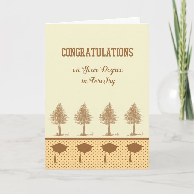 Carte Diplôme en Forestry Card avec Arbres et Casquettes (Devant)