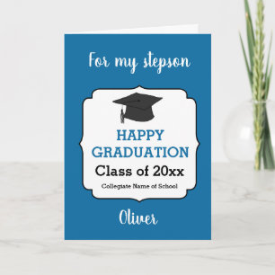 Carte Diplômé Heureux Bleu Promotion 2027 pour Beau-Fils