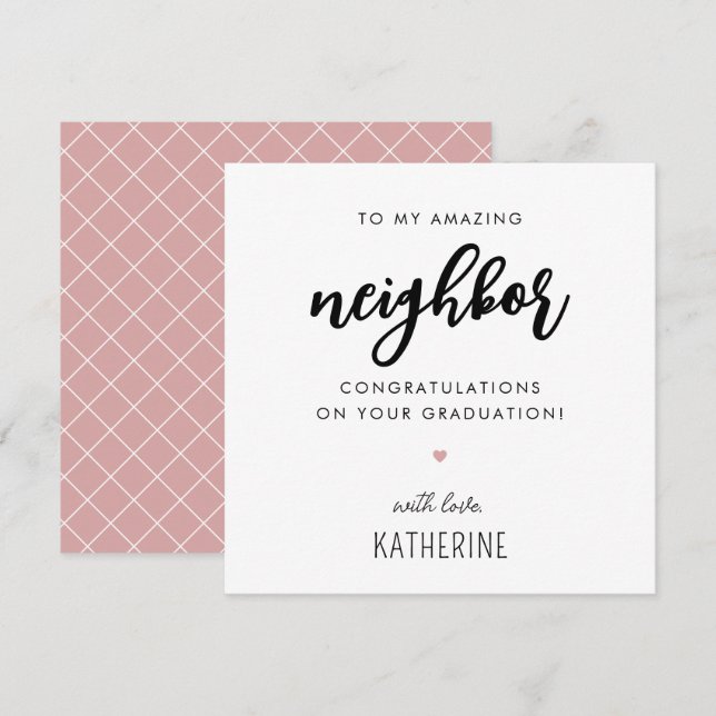 Carte Diplôme moderne et joli voisin personnalisé (Devant / Derrière)