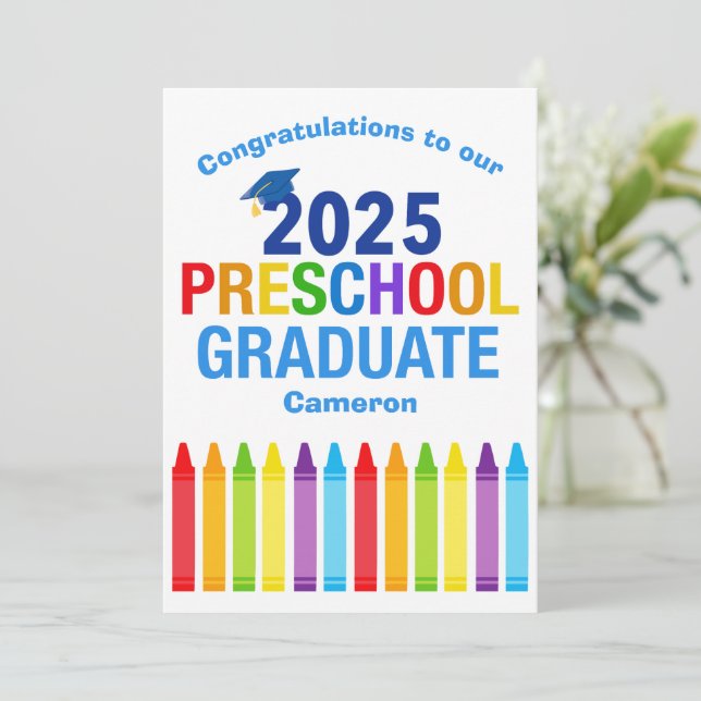 Carte Diplômé préscolaire 2025 sur mesure (Debout devant)