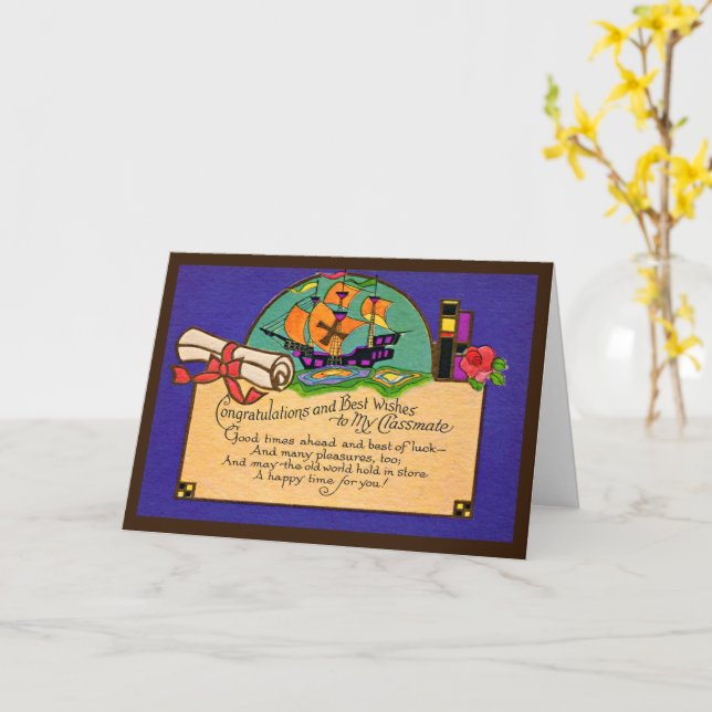 Carte Diplôme vintage (Fleur jaune)