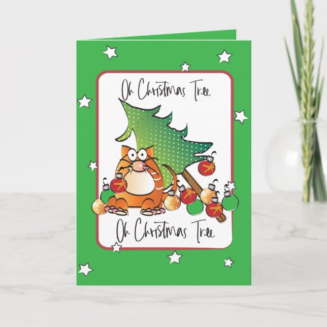 Carte Dire drôle Caricature de chat de Noël Humoristique (Devant)
