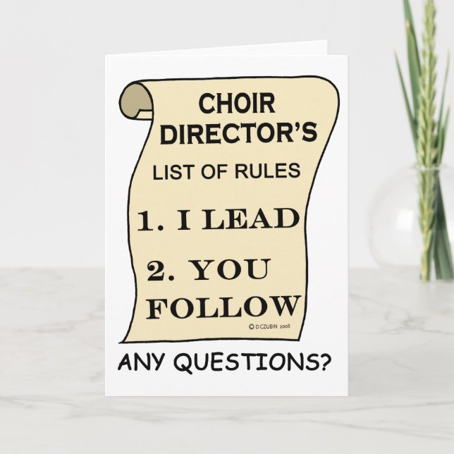 Carte Directeur List Of Rules de choeur (Devant)