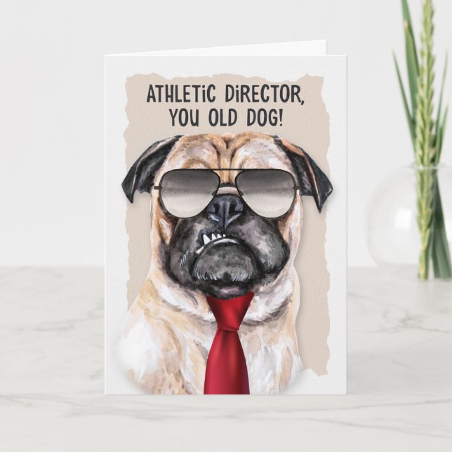 Carte Directeur sportif Retraite Funny Chien Red Cecktie (Devant)