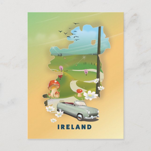 Carte d'Irlande affiche de voyage vintage (Devant)