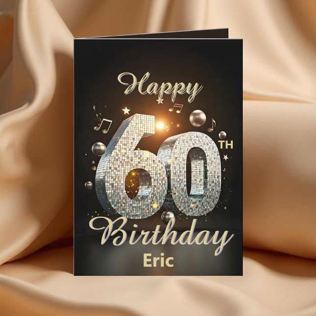 Carte Disco moderne Black Gold Mosaic 60e anniversaire (Créateur téléchargé)