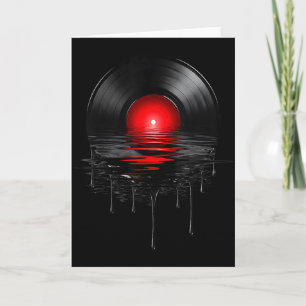 Carte Disque vinyle qui fond Coucher de soleil vintage D
