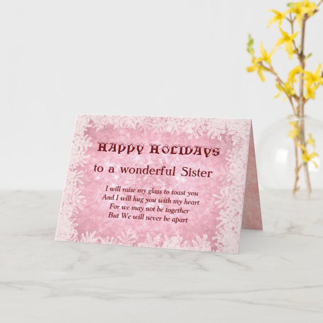 Carte Distance Happy Holidays Soeur Salutation (Fleur jaune)