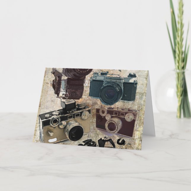 Carte distressed photographe retro camera (Devant)