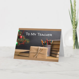 CARTE DITES MERRY CHRISTMAS ENSEIGNANT W/ CLASSEUR