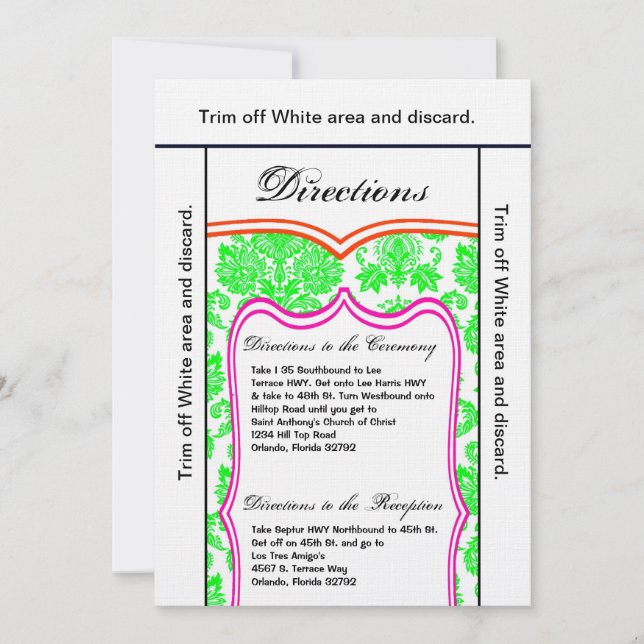 Carte d'itinéraire 3.5x6 Neon vert rose Orang Dama (Devant)