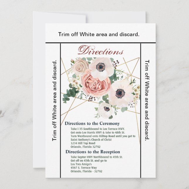 Carte d'itinéraire 3.5x6 Rose de jardin géométriqu (Devant)